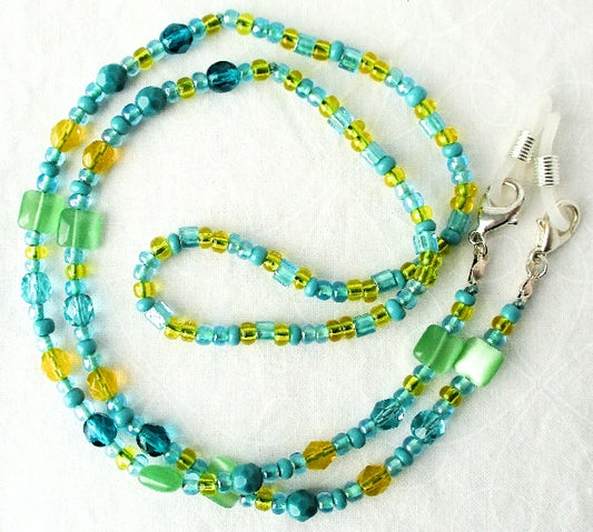 Green & Yellow Beaded Eyeglass Chain - Juicybeads Jewelry