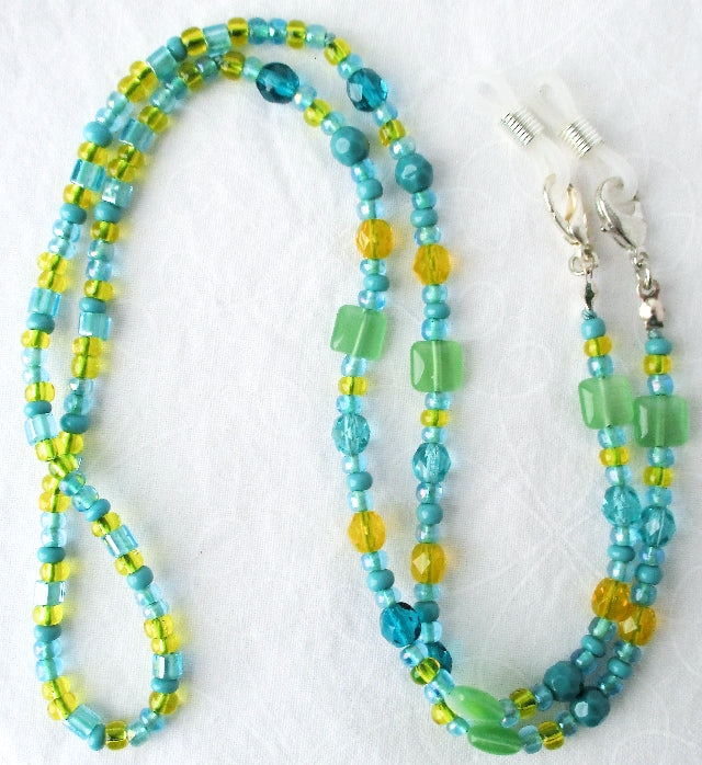 Green & Yellow Beaded Eyeglass Chain - Juicybeads Jewelry