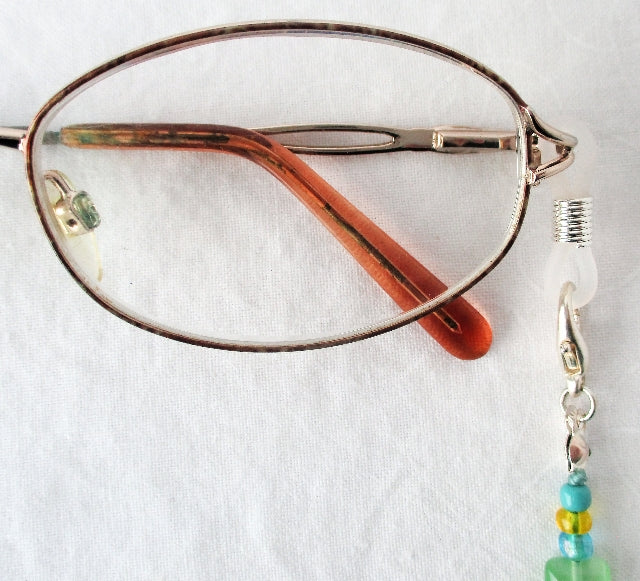 Green & Yellow Beaded Eyeglass Chain - Juicybeads Jewelry