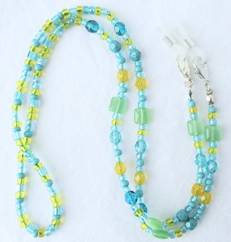 Green & Yellow Beaded Eyeglass Chain - Juicybeads Jewelry