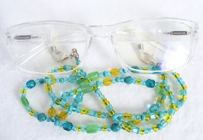 Green & Yellow Beaded Eyeglass Chain - Juicybeads Jewelry