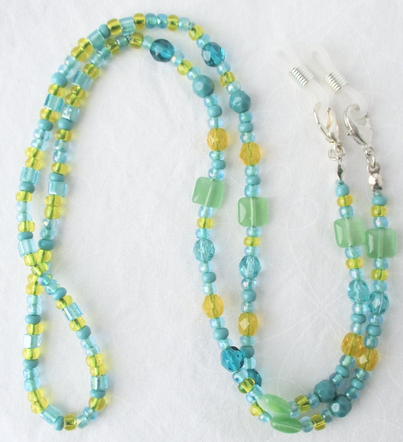 Green & Yellow Beaded Eyeglass Chain - Juicybeads Jewelry