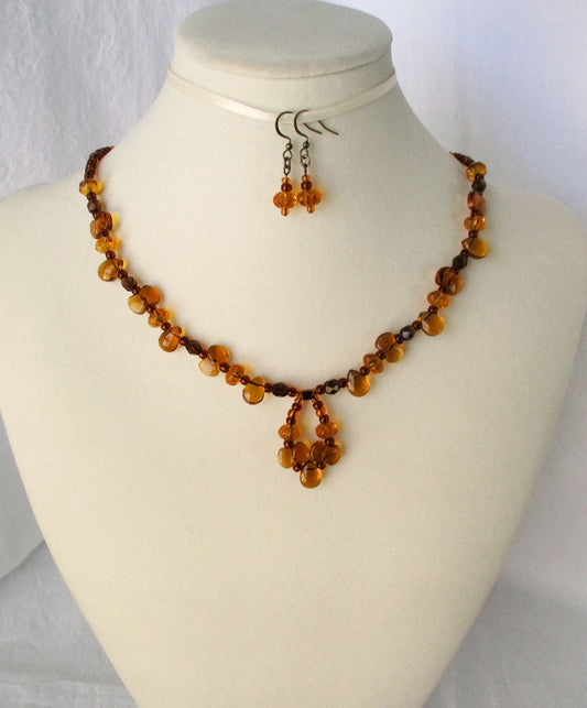 Honey Brown Beaded Necklace - Juicybeads Jewelry
