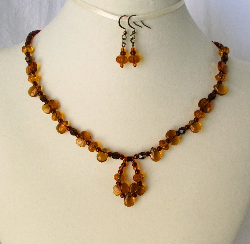 Honey Brown Beaded Necklace - Juicybeads Jewelry