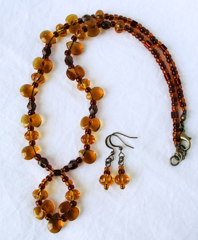 Honey Brown Beaded Necklace - Juicybeads Jewelry