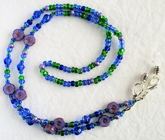 Lavender Flower Beaded Eyeglass Chain - Juicybeads Jewelry