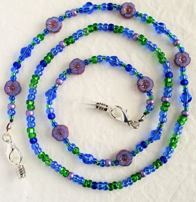 Lavender Flower Beaded Eyeglass Chain - Juicybeads Jewelry