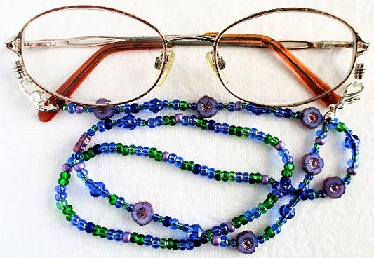 Lavender Flower Beaded Eyeglass Chain - Juicybeads Jewelry