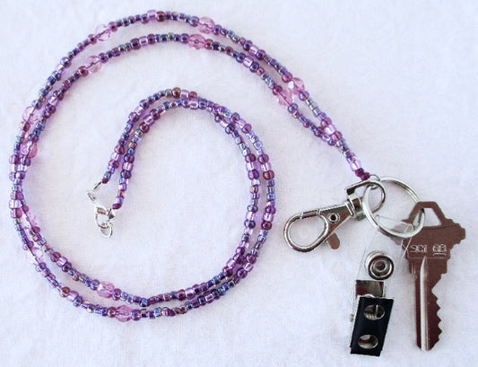 Lavender Purple Beaded Lanyard - Juicybeads Jewelry