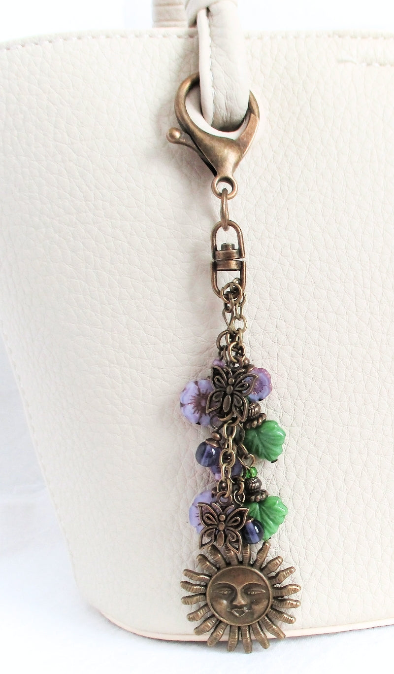 Light Purple Flower Beaded Purse Charm - Juicybeads Jewelry