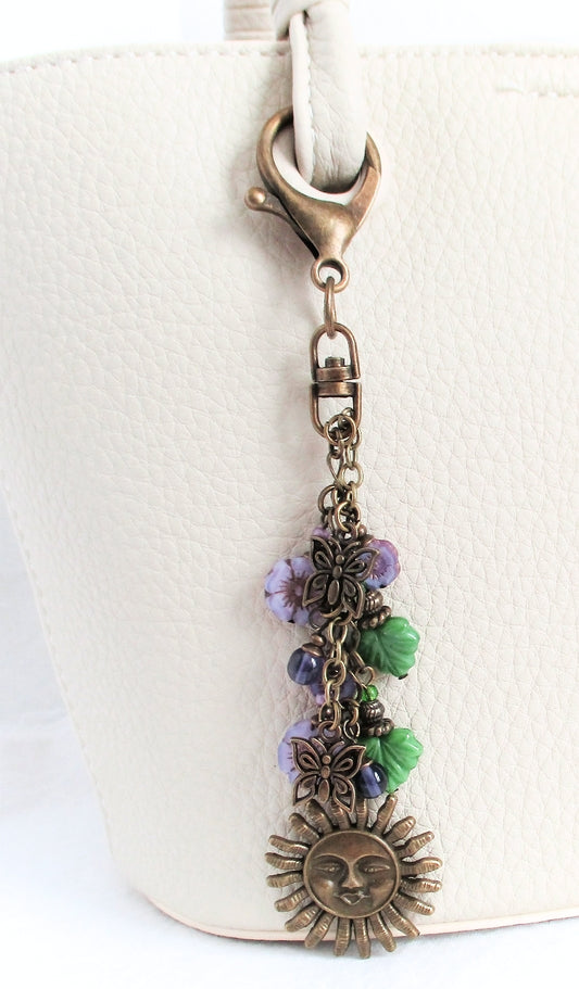 Light Purple Flower Beaded Purse Charm - Juicybeads Jewelry