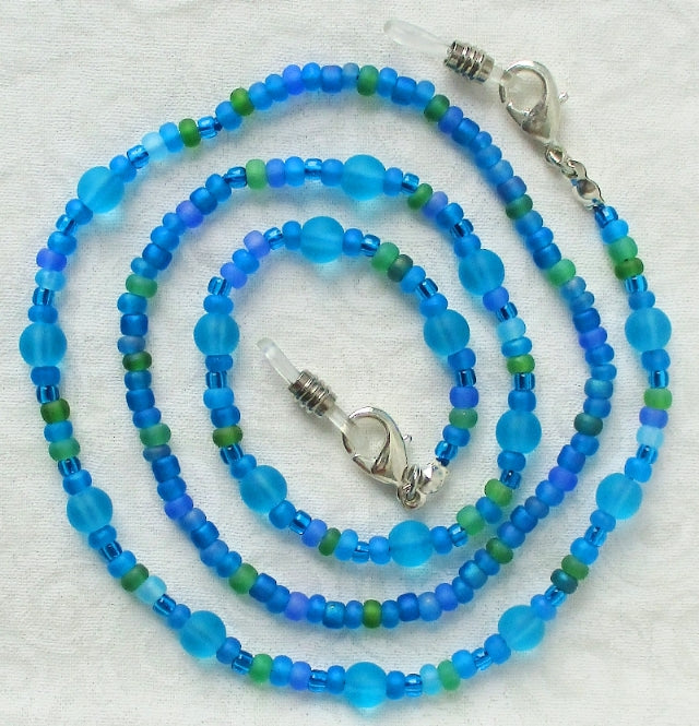 Light Blue Beaded Eyeglass Chain - Juicybeads Jewelry