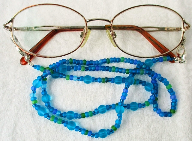 Light Blue Beaded Eyeglass Chain - Juicybeads Jewelry