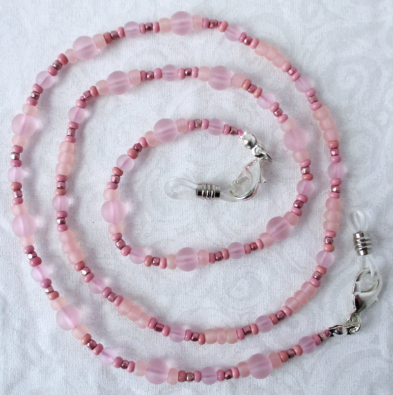 Light Pink Beaded Eyeglass Chain - juicybeads jewelry
