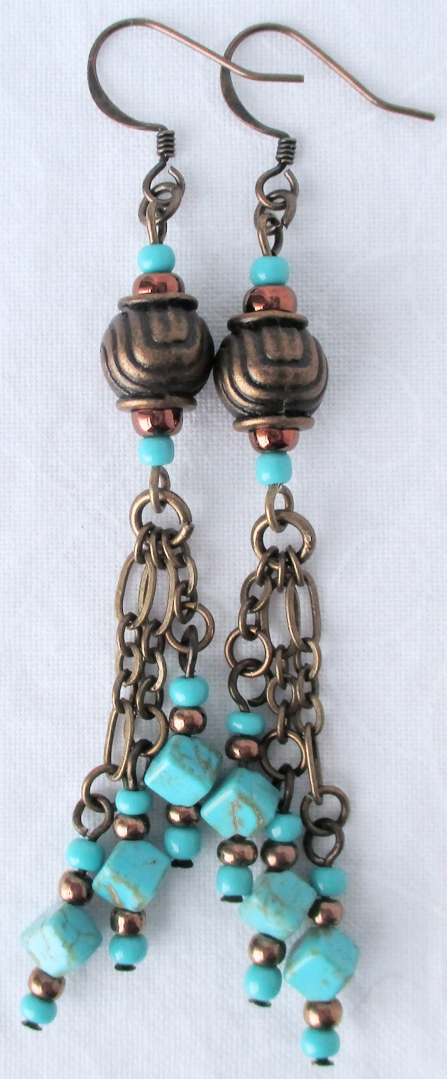 Magnesite Chain Earrings - Juicybeads Jewelry