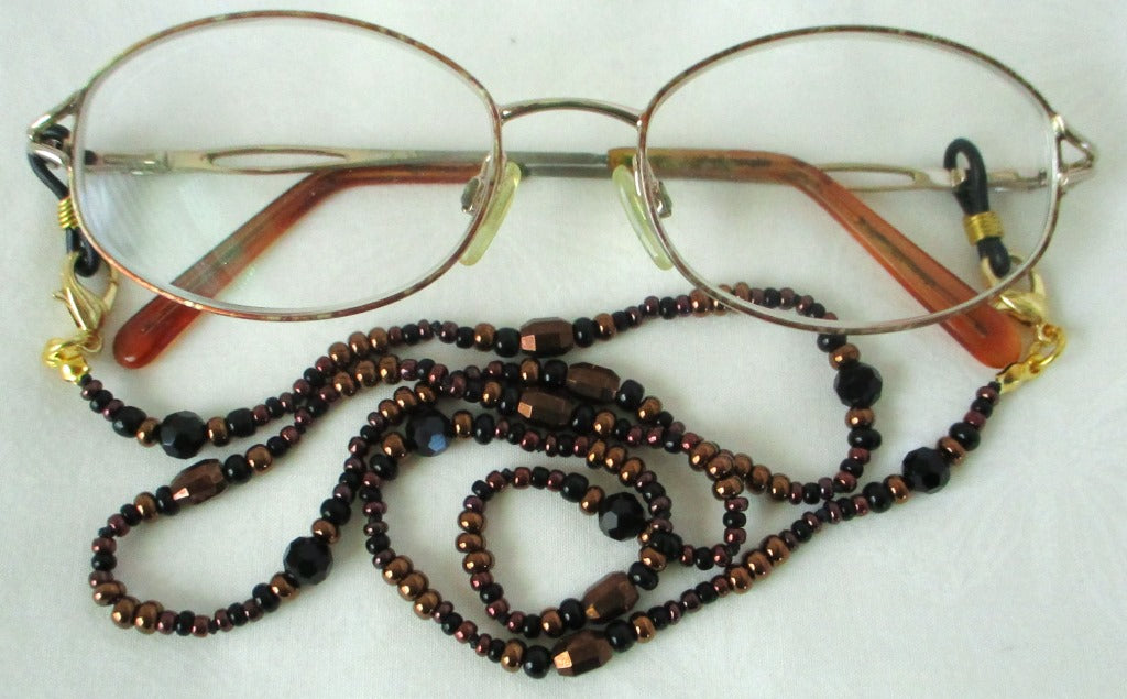 metallic brown beaded eyeglass chain - juicybeads jewelry