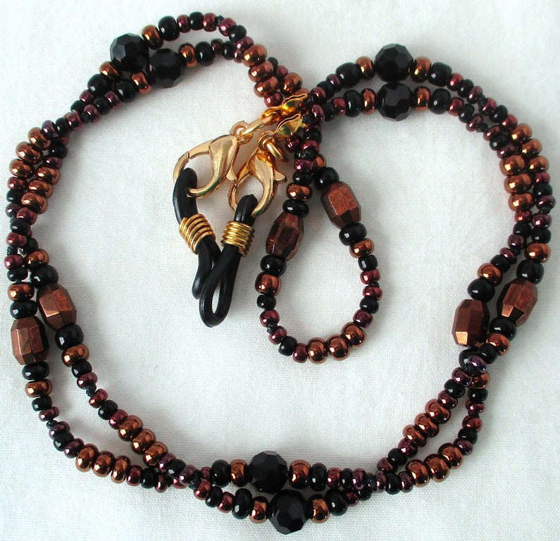 metallic brown beaded eyeglass chain - juicybeads jewelry