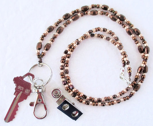 Metallic Brown Beaded Lanyard - Juicybeads Jewelry