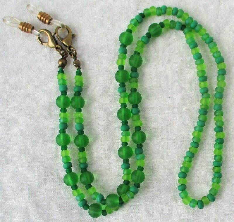 Mixed Green Beaded Eyeglass Chain - juicybeads jewelry