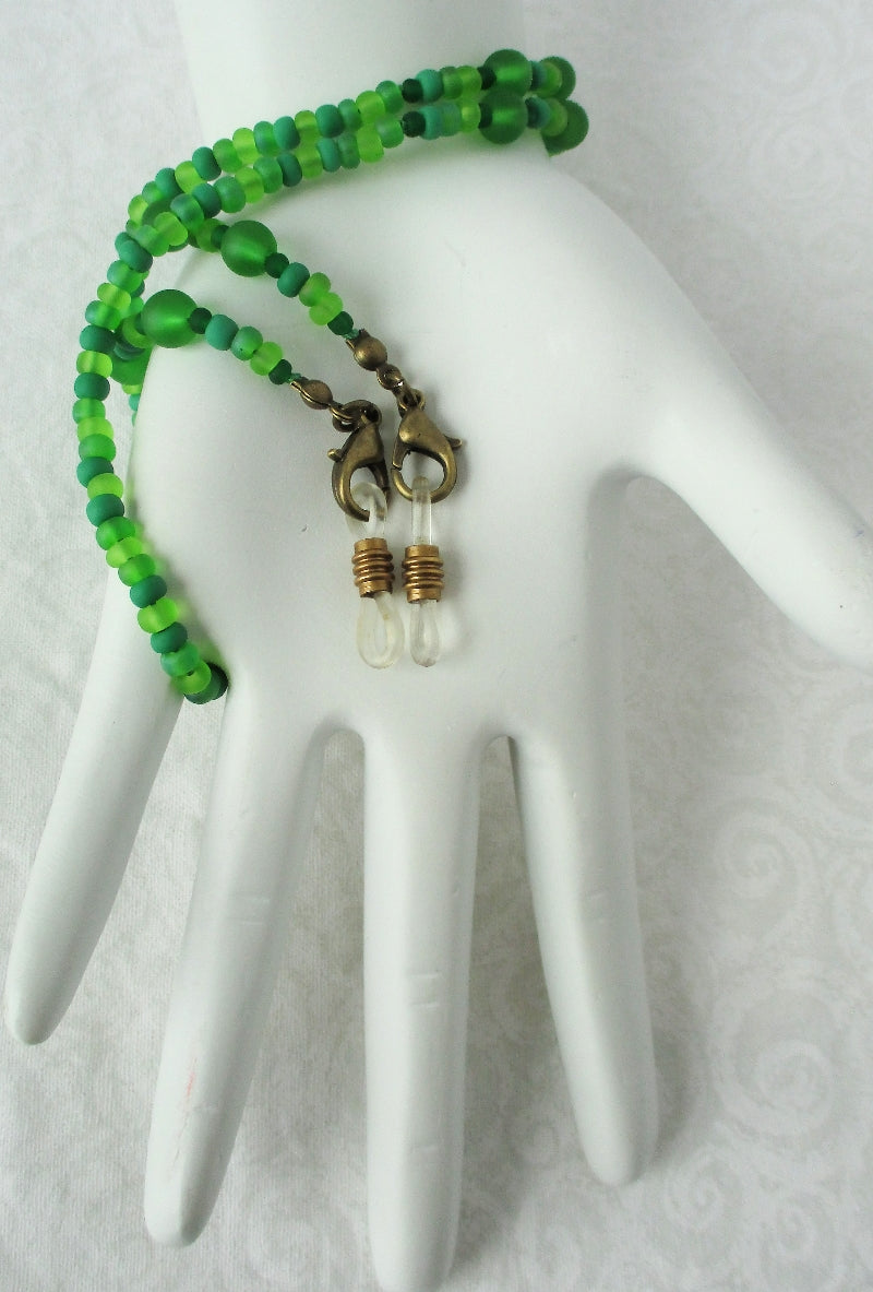 Mixed Green Beaded Eyeglass Chain - juicybeads jewelry