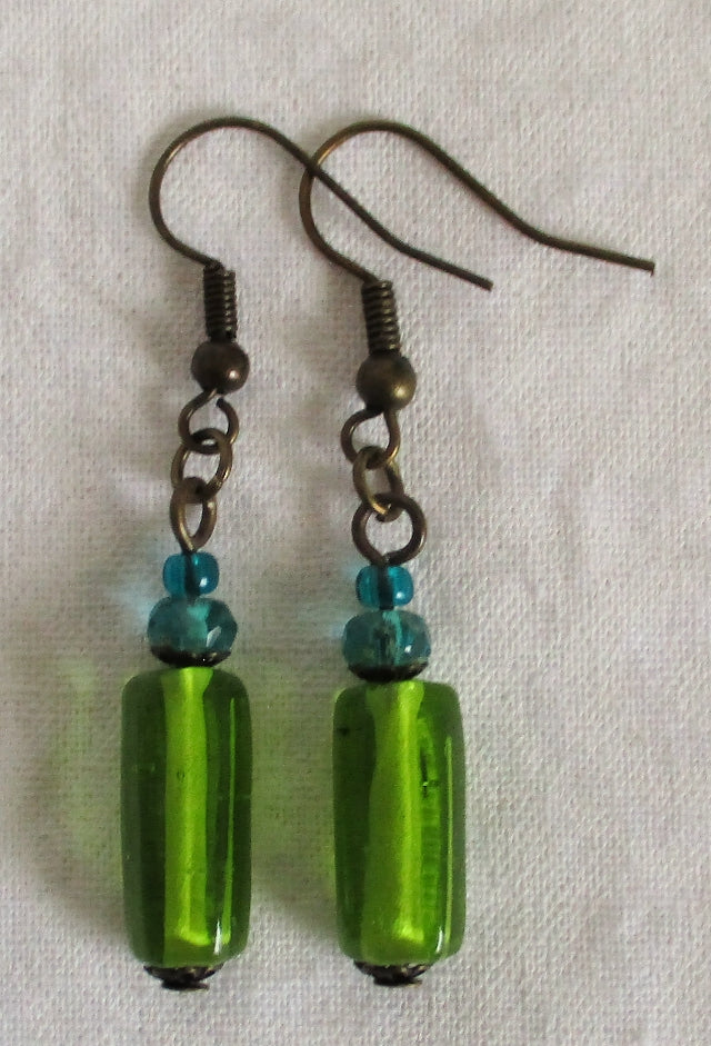 Mixed Green Dangle Earrings - Juicybeads Jewelry