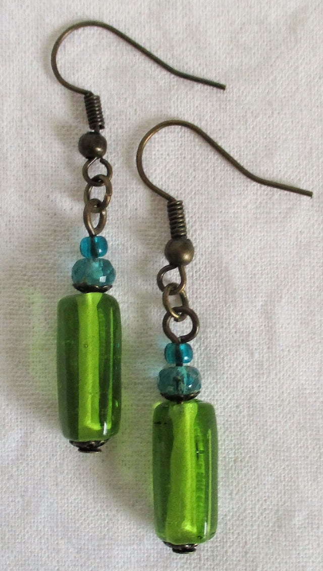 Mixed Green Dangle Earrings - Juicybeads Jewelry