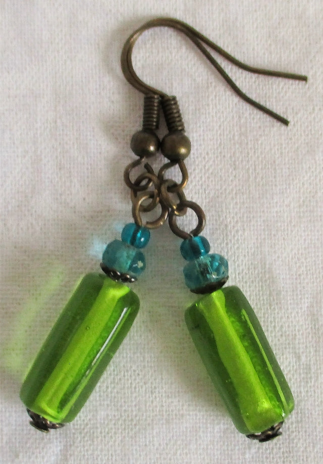 Mixed Green Dangle Earrings - Juicybeads Jewelry