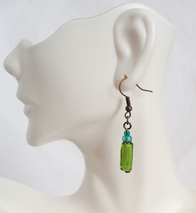 Mixed Green Dangle Earrings - Juicybeads Jewelry
