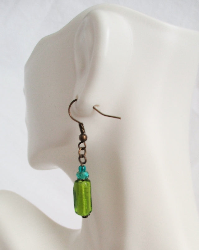 Mixed Green Dangle Earrings - Juicybeads Jewelry
