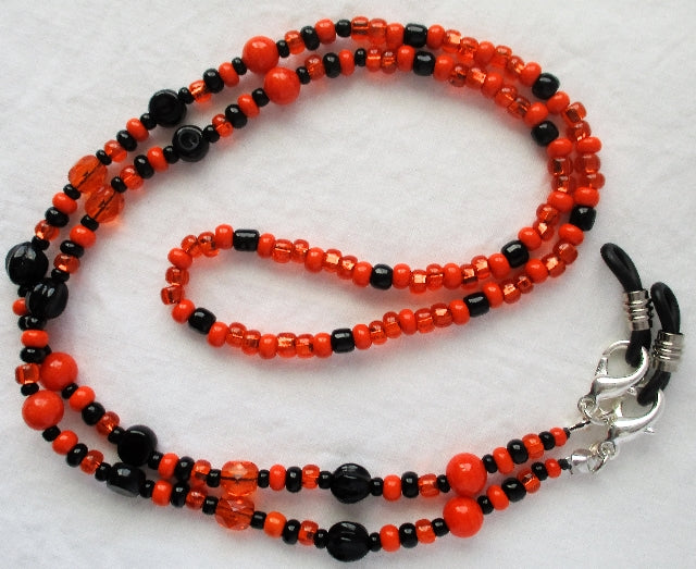 Mixed Orange Black Beaded Eyeglass Chain  - Juicybeads Jewelry