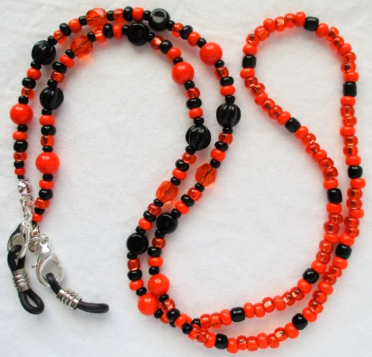 Mixed Orange Black Beaded Eyeglass Chain  - Juicybeads Jewelry