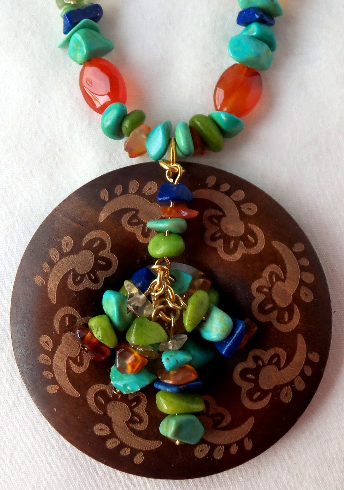 Mixed Stone Wood Pendant Necklace - Juicybeads Jewelry