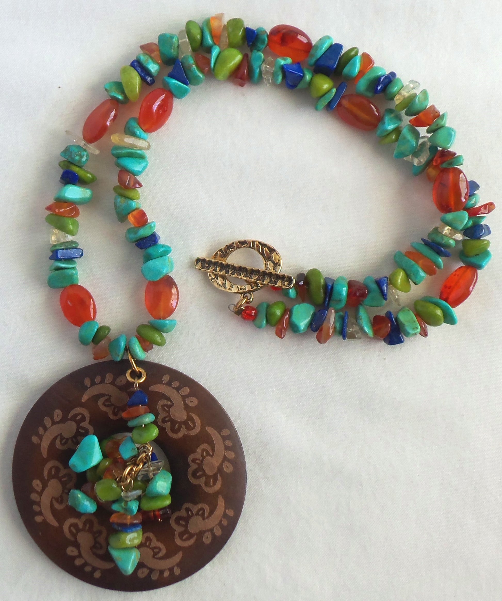 Mixed Stone Wood Pendant Necklace - Juicybeads Jewelry