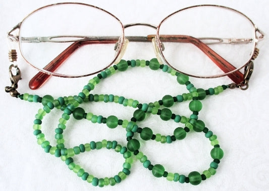 Mixed green beaded eyeglass chain - juicybeads jewelry