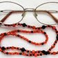 Mixed Orange Black Beaded Eyeglass Chain - Juicybeads Jewelry