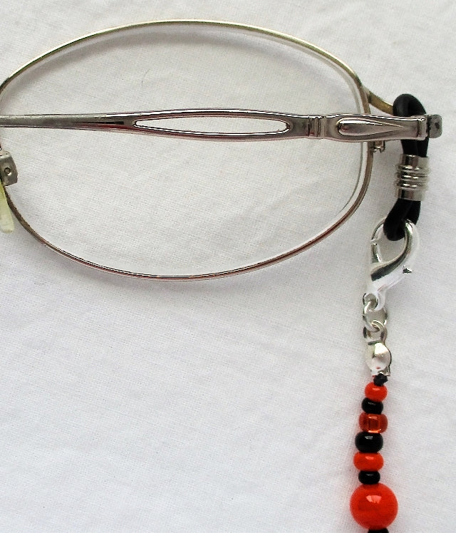 Mixed Orange Black Beaded Eyeglass Chain - Juicybeads Jewelry