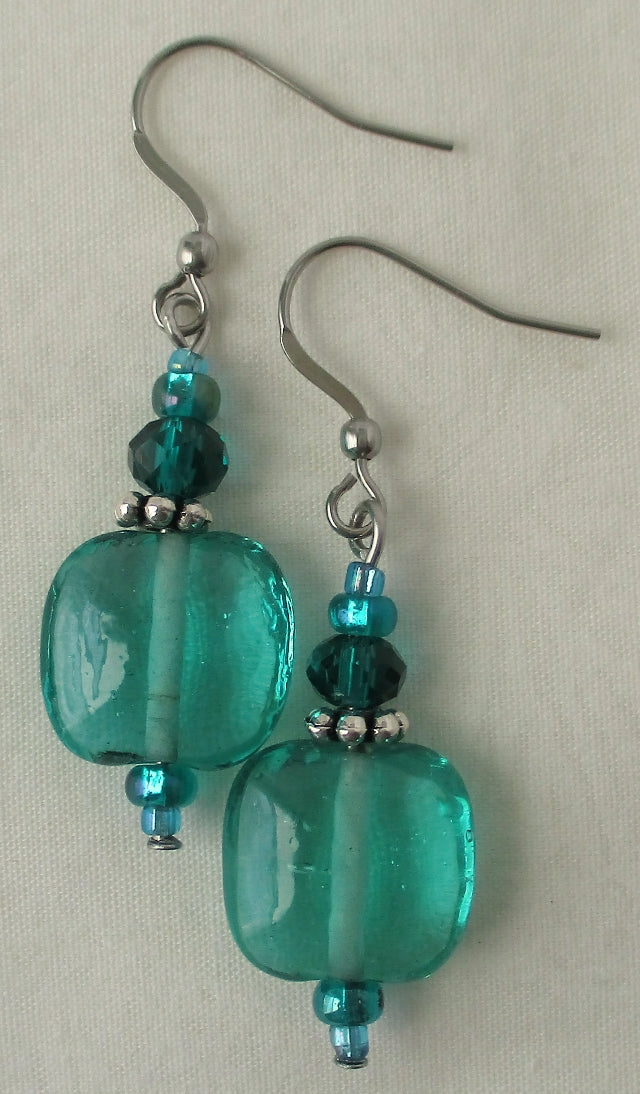 ocean green square earrings juicybeads jewelry