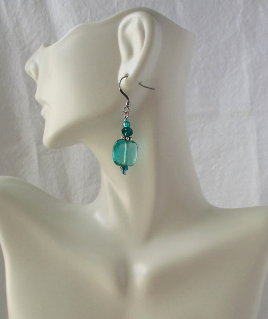 ocean green square earrings juicybeads jewelry