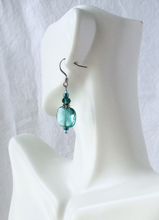 ocean green square earrings - juicybeads jewelry
