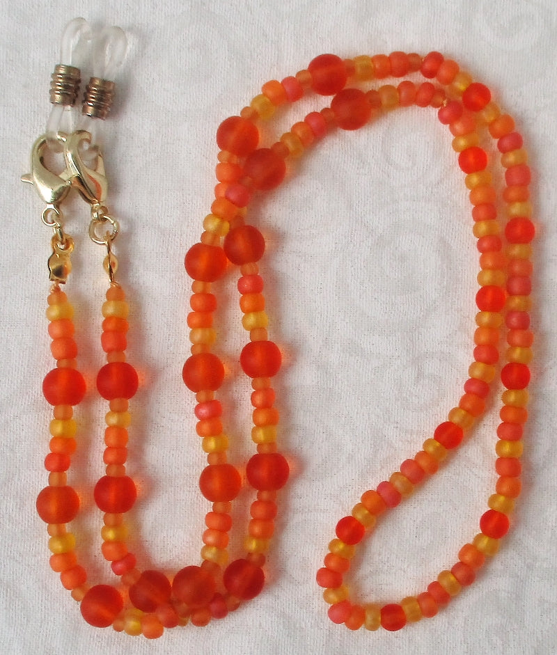 Orange Yellow Beaded Eyeglass Chain - Juicybeads Jewelry