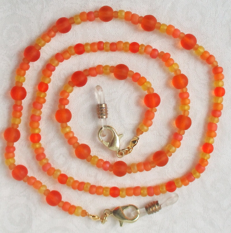 Orange Yellow Beaded Eyeglass Chain - Juicybeads Jewelry