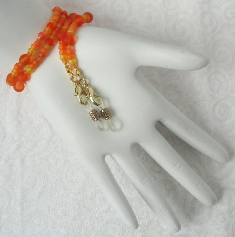 Orange Yellow Beaded Eyeglass Chain - Juicybeads Jewelry