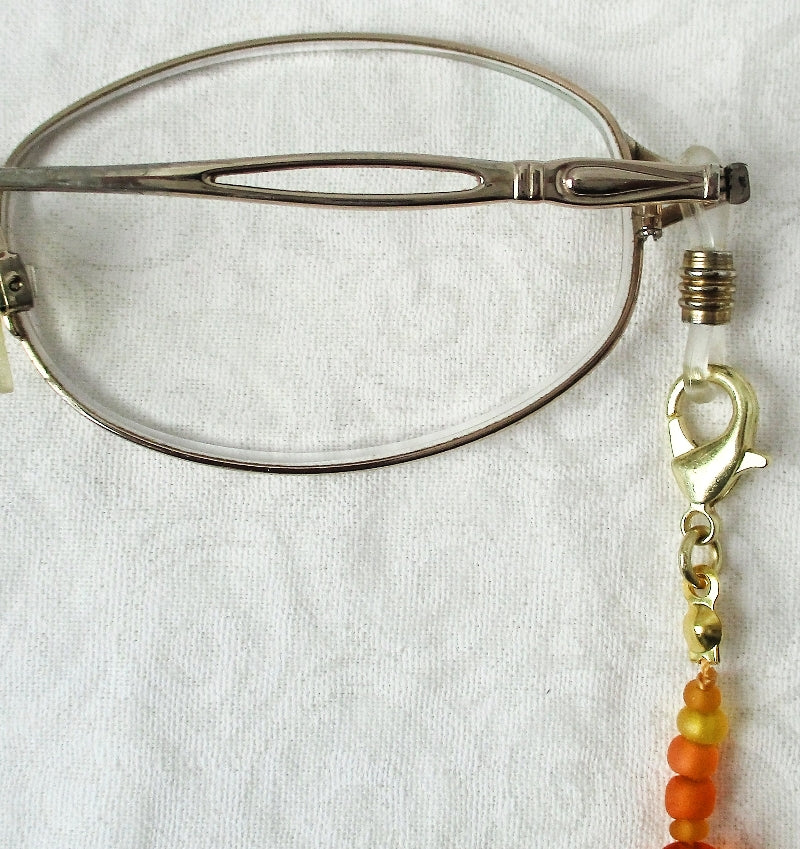 Orange Yellow Beaded Eyeglass Chain - Juicybeads Jewelry