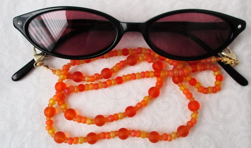 Orange Yellow Beaded Eyeglass Chain - Juicybeads Jewelry