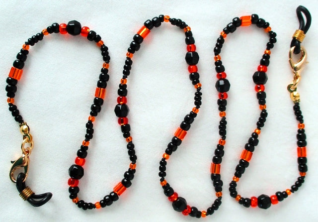 Black & Orange Beaded Eyeglass Chain - Juicybeads Jewelry