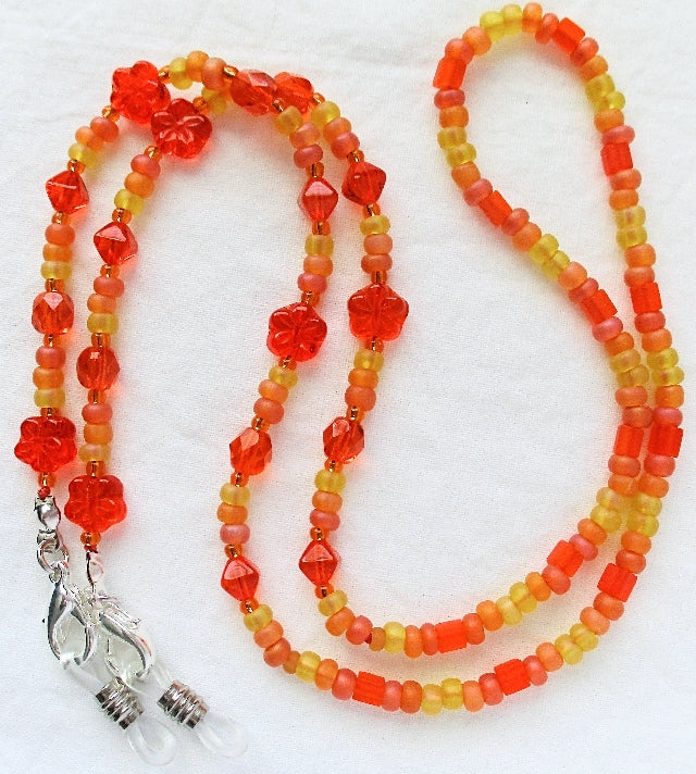 Orange Flower Beaded Eyeglass Chain - Juicybeads Jewelry
