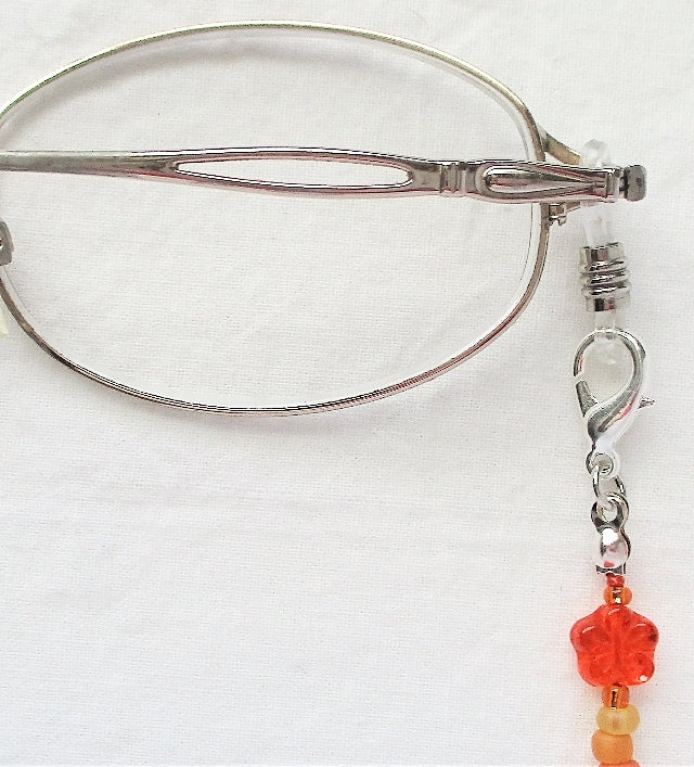 Orange Flower Beaded Eyeglass Chain - Juicybeads Jewelry
