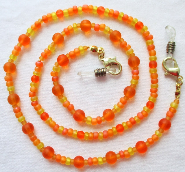 Orange Yellow Beaded Eyeglass Chain - Juicybeads Jewelry