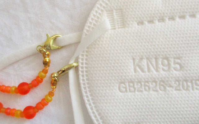 orange yellow beaded eyeglass chain - juicybeads jewelry