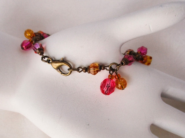 Pink Beaded Cluster Bracelet - Juicybeads Jewelry